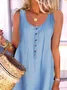Women's Dress Knee Length Dress Sleeveless Solid Color Summer Round Neck Chic & Modern Hot with button Casual Dress