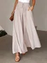 Women Plain Casual Wide Leg Shirred Waist Pants