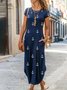 Casual Short Sleeve Round Neck Plus Size Printed Dress