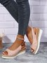 Women Summer Bow Weave Fish Mouth Non-Slip Block Heel Wedge Sandals