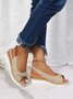 Women Summer Bow Weave Fish Mouth Non-Slip Block Heel Wedge Sandals