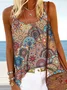 Geometric Tribal Floral Printed Vacation Boho Casual Loose Spaghetti Tank & Cami