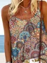 Geometric Tribal Floral Printed Vacation Boho Casual Loose Spaghetti Tank & Cami