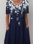 Women's Weekend Daily Floral Casual Short Sleeve Pockets A-Line Midi Dress