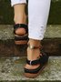 Ethnic Pattern Punched Hollow Velcro Vintage Sandals