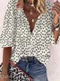 Vintage Half Sleeve Boho Floral Printed Stand Collar Casual Top Blouse