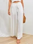 Women Plain Casual Wide Leg Shirred Waist Pants