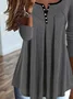 Womens Tops Casual Plain Pleated Contrast Color-block Long-sleeve Jersey Loose Tunic Shirts