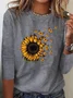 Sunflower Printed Long sleeve Crew Neck T-Shirt