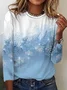 Casual Christmas Snowflake Print Long Sleeve T-Shirt