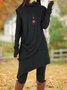 Women Plain Turtleneck Long Sleeve Comfy Casual Midi Dress
