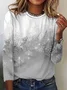 Casual Christmas Snowflake Print Long Sleeve T-Shirt