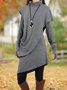 Women Plain Turtleneck Long Sleeve Comfy Casual Midi Dress