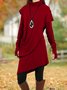 Women Plain Turtleneck Long Sleeve Comfy Casual Midi Dress
