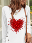 Casual Heart/Cordate Crew Neck Long Sleeve T-shirt