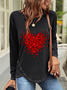 Casual Heart/Cordate Crew Neck Long Sleeve T-shirt