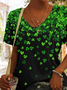 St. Patrick's Day Shamrock Print Short Sleeve Casual T-Shirt