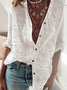 Shirt Collar Long Sleeve Plain Buttoned Regular Loose TUNIC Blouse For Women
