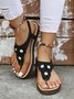 Applique Beaded Decor Comfy Sole Vacation Thong Sandals