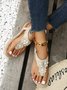 Applique Beaded Decor Comfy Sole Vacation Thong Sandals