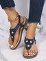 Applique Beaded Decor Comfy Sole Vacation Thong Sandals
