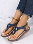Applique Beaded Decor Comfy Sole Vacation Thong Sandals