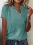 Asymmetrical Collar Buttoned Casual T-Shirt
