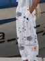 Casual Floral Print Straight Pant With Pockets