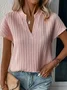 Loose Casual V Neck Plain Blouse