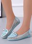 Elegant Applique Bowknot Decor Lace Split Joint Flat Shoes