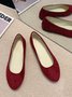 Plain All Season Simple Daily Velvet Flat Heel Round Toe Pu Slip On Shallow Shoes for Women