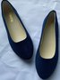 Plain All Season Simple Daily Velvet Flat Heel Round Toe Pu Slip On Shallow Shoes for Women