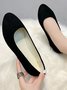 Plain All Season Simple Daily Velvet Flat Heel Round Toe Pu Slip On Shallow Shoes for Women
