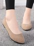 Plain All Season Simple Daily Velvet Flat Heel Round Toe Pu Slip On Shallow Shoes for Women