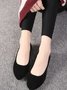 Plain All Season Simple Daily Velvet Flat Heel Round Toe Pu Slip On Shallow Shoes for Women