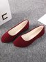 Plain All Season Simple Daily Velvet Flat Heel Round Toe Pu Slip On Shallow Shoes for Women