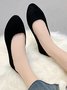 Plain All Season Simple Daily Velvet Flat Heel Round Toe Pu Slip On Shallow Shoes for Women