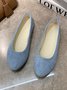 Plain All Season Simple Daily Velvet Flat Heel Round Toe Pu Slip On Shallow Shoes for Women