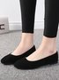 Plain All Season Simple Daily Velvet Flat Heel Round Toe Pu Slip On Shallow Shoes for Women