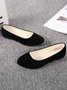 Plain All Season Simple Daily Velvet Flat Heel Round Toe Pu Slip On Shallow Shoes for Women