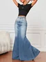 Regular Fit Casual Denim Plain Denim Skirt