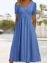 Women Casual Long Dress Elegant Plain Sweetheart Neckline Fit & Flare Maxi Dress 