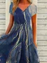 Abstract Printed Casual A-Line Dress