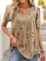 V Neck Casual Loose Floral Shirt