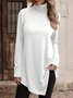 Casual Plain Turtleneck Long Sleeve Loose Daily Basic T-shirt