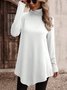 Casual Plain Turtleneck Long Sleeve Loose Daily Basic T-shirt