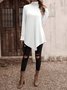 Casual Plain Turtleneck Long Sleeve Loose Daily Basic T-shirt