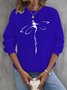 Casual Crew Neck Dragonfly Print Sweatshirt