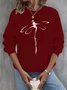 Casual Crew Neck Dragonfly Print Sweatshirt
