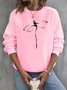 Casual Crew Neck Dragonfly Print Sweatshirt